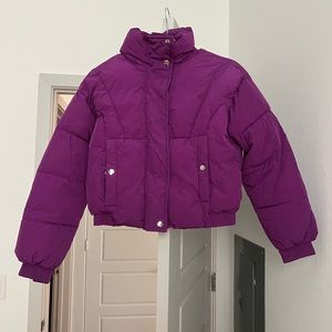 Purple Cropped puffer jacket